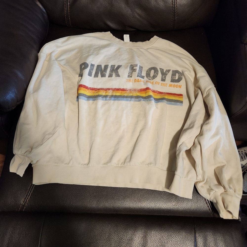 Tan H&M Pink Floid Lantern Sleeve Sweatshirt